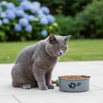 gamelle chat grise chartreux