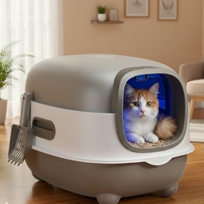 bac a litiere chat roux couche