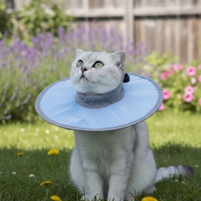collerette chat bleu