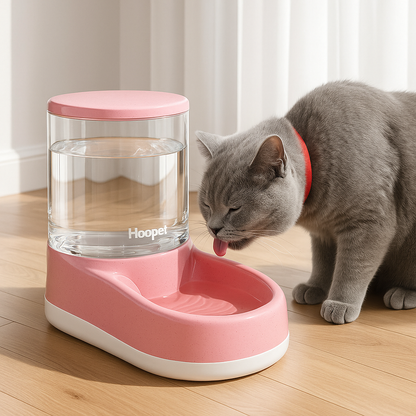 distributeur de croquettes pour chat gris boit