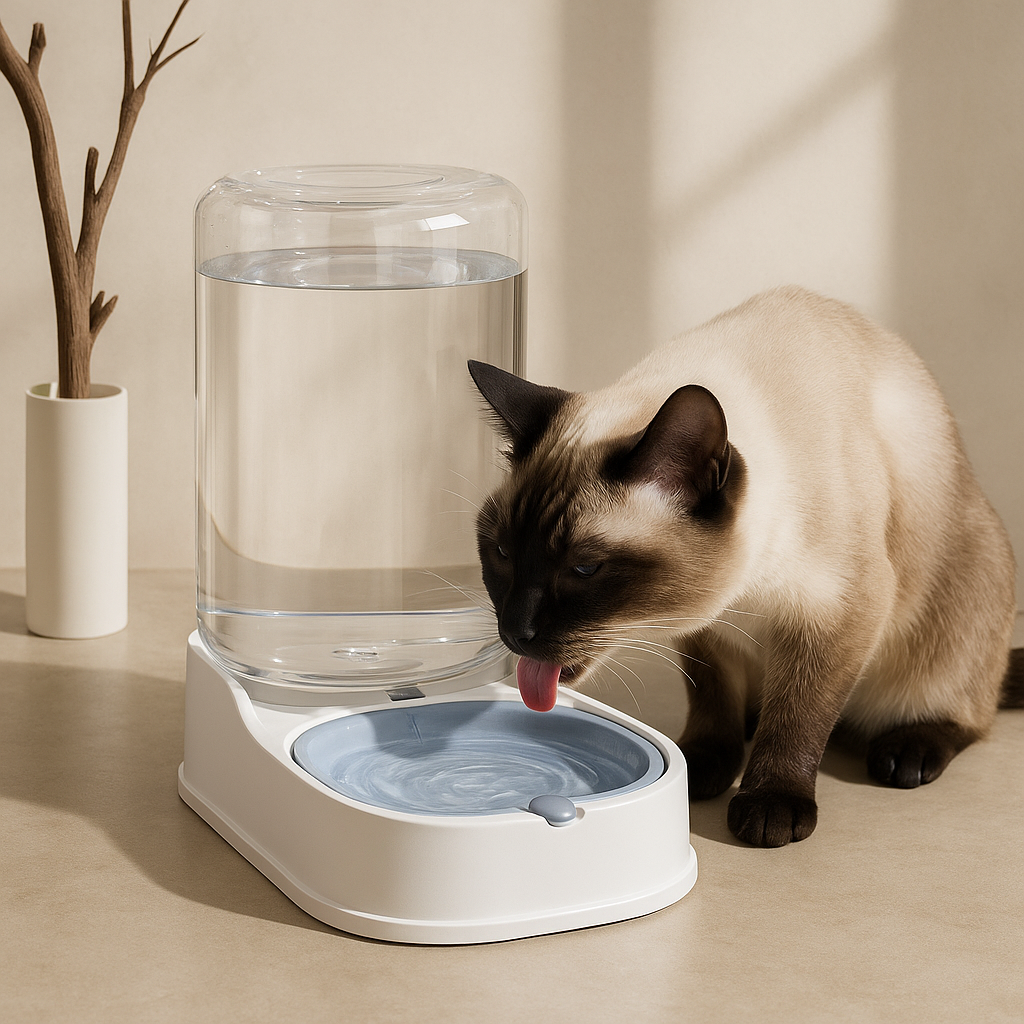 distributeur de croquettes pour chat siamois 