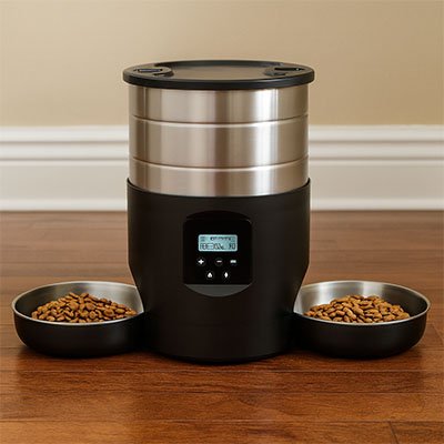 distributeur de croquettes pour chat petfider noir