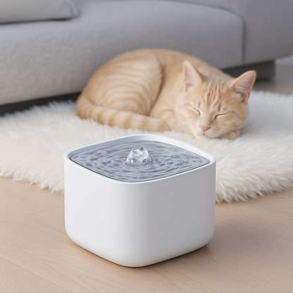 fontaine eau chat beige dort