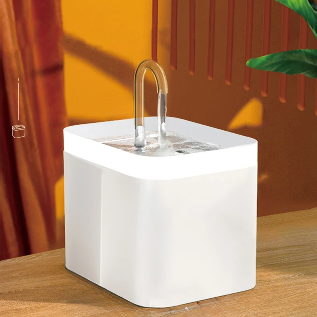 fontaine eau chat blanche coule