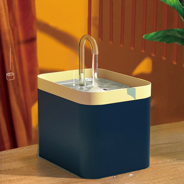 fontaine eau chat bleu coule