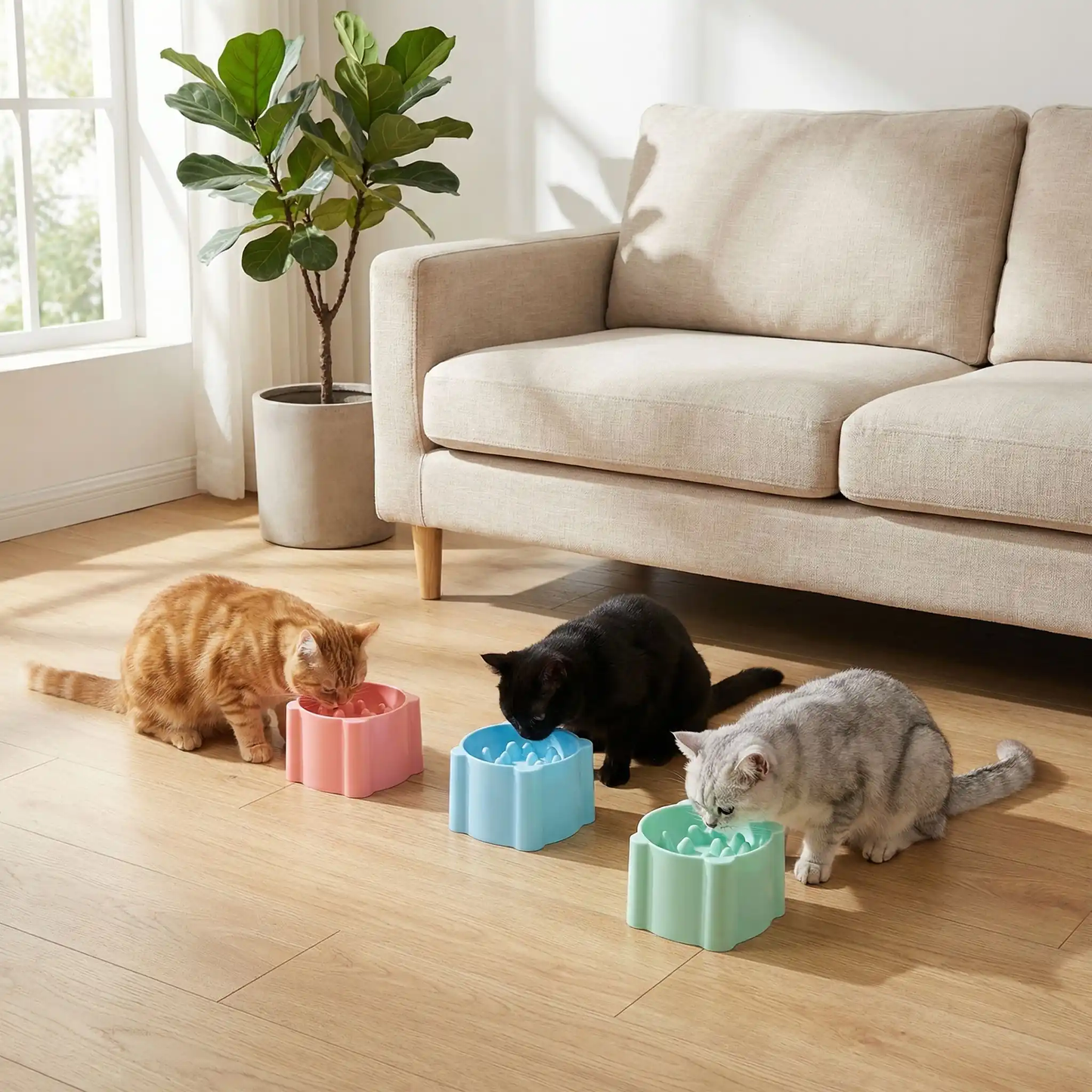 gamelle anti glouton chat 3 mangent