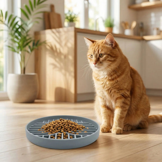 gamelle anti glouton chat roux assis