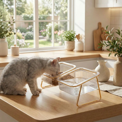 gamelle chat gris clair mange