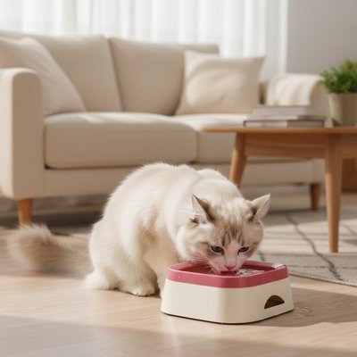 gamelle chat surelevee blanc rose