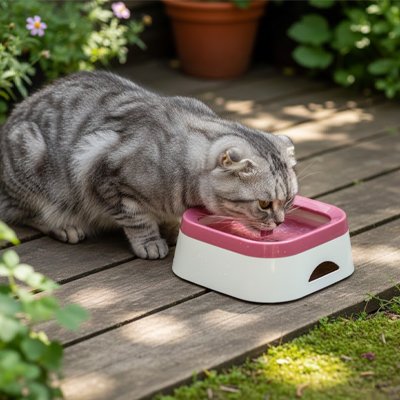 gamelle chat surelevee gris rose