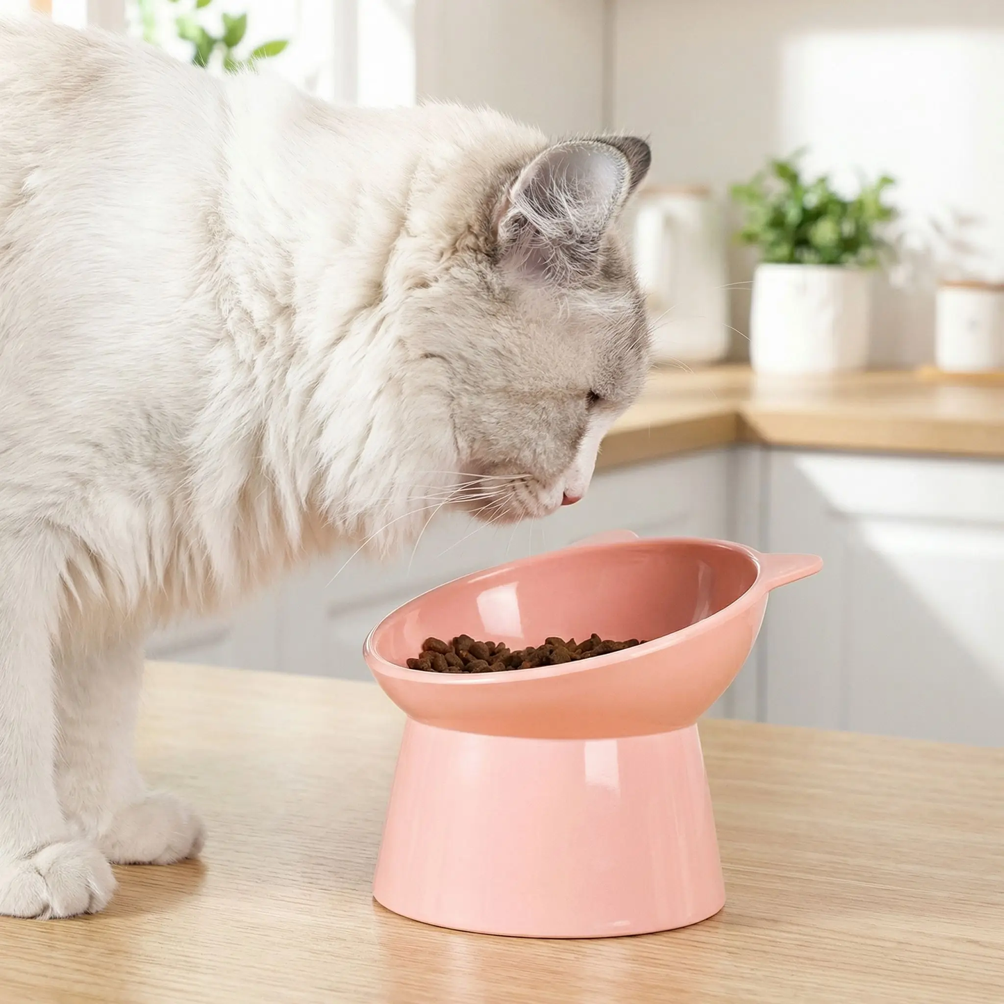 gamelle chat surelevee rose blanc